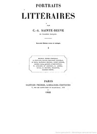 Charles augustin Sainte beuve - Portraits littéraires-La Fontaine