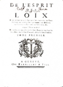 Montesquieu: De l'Esprit des Lois