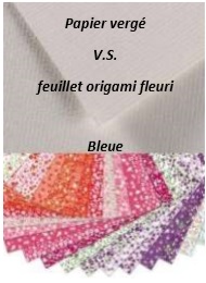 Bleue - Papier vergé V.S. feuillet origami fleuri 1